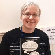 Janice, Trustee of Bath Mind, promoting Mental notes at World Mental Health day 2015